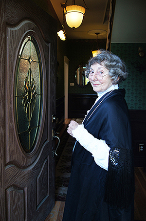 Docent Pat Corr in Victorian garb